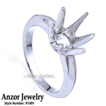 Six-Prong Knife Edge Ring Mounting 14K