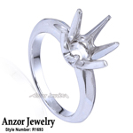 Platinum Six-Prong Knife Edge Ring Mounting