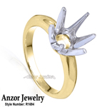 Six-Prong Knife Edge Ring Mounting 14K