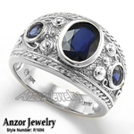 18k Gold Genuine Ceylon Sapphire Men's Ring