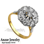 Russian Style 14k Yellow & White Gold Diamond Ring