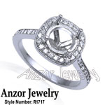 Pave Diamond setting Engagement ring in 18k gold