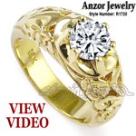 Men's 18k Yellow Gold ROCOCO design Sapphire Ring