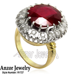 Russian Style Ruby Diamond Ring 18K 750