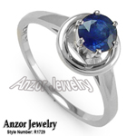 14k Solid White Gold Fine Blue Sapphire Ring