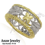 14k Two-Tone Gold Filigree Ring
