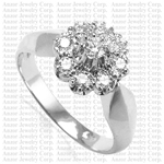 Russian Style 14k White Gold Diamond Ring Malinka