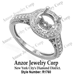 Pave Diamond setting ring in 14k gold