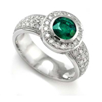 14k Gold Emerald and Diamond Engagement Ring