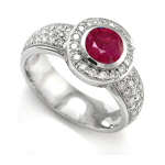 14k Gold Ruby and Diamond Engagement Ring