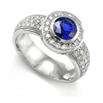 14k Gold Sapphire and Diamond Engagement Ring