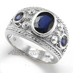 14k Gold Genuine Ceylon Sapphire Men's Ring