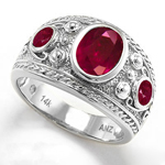 Etruscan Byzantine Style Men's Ruby Ring 14k