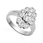 14k White Gold Diamond Ring Russian Jewelry