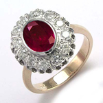 Russian Style Ruby Diamond Ring 14K