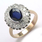 Russian Style Sapphire Diamond Ring 14K