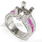 14k Diamond Sapphire Engagement Setting Mount Ring