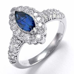 14k White Gold Diamond Sapphire Ring