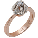 Russian Style Diamond Engagement Ring  14K GOLD