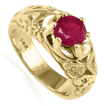 Men's 14k Yellow Gold Burma Ruby Ring