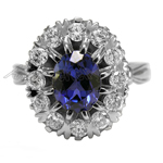 Russian Style Sapphire Diamond Ring 14K 585