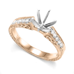 18k Rose and White Gold Diamond Setting Ring