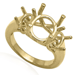14k Yellow Gold 3 Stone Trellis Ring Setting