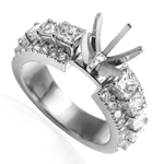 Princess cut Diamond Ring Setting in Platinum