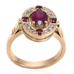 Russian Style Diamond Ruby Ring 585