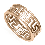 Men's 14k Pink Gold Greek Key Ring