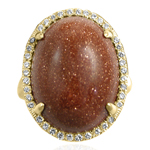 14k Gold Pave Setting Diamond Gold Stone Ring