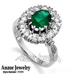 Russian Style Emerald Diamond Ring 14K 585
