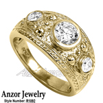 Men's Byzantine style Diamond ring 14k gold