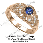 Russian Style Sapphire Diamond Ring in 14k Gold