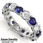 Diamond Blue Ceylon Sapphire Wedding Band 14k Gold