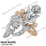 Russian Style 14k Rose & White Gold Diamond Ring