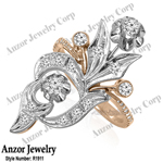 Russian Style 14k Rose & White Gold Diamond Ring
