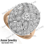 Russian style Diamond Ring 14k Rose & White Gold