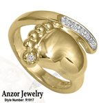 Baby Foot Design 14k Yellow Gold Diamond ring