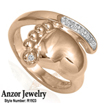 14k diamond Gold Ring Baby Feet Ring