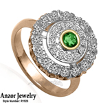 Russian Style Emerald Diamond Ring 14K Gold