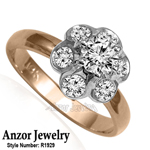 18k Gold Russian Style Diamond Ring