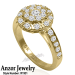14k Yellow Gold Russian Jewelry Diamond Ring