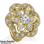 14K Yellow Gold Diamond Russian Style Ring