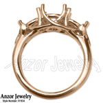 14k Solid Rose Gold three stone celtic Ring Settin