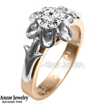 Russian Style Diamond Ring 14k Rose & White Gold