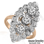 Russian Style 14k Rose & White Gold Diamond Ring