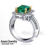 18k Gold Emerald Diamond Ring