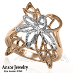 14K Two-Tone Gold Leaf Ring