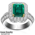 Platinum Emerald Diamond Ring